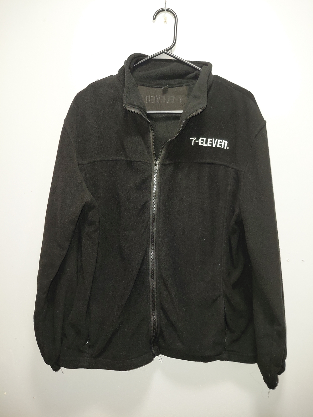 7-Eleven Men's Black Lightweight Fleece Work Jacket - Full Zip Large